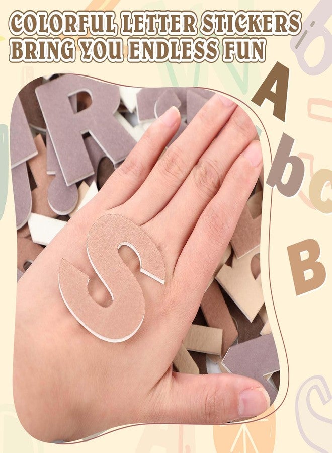 Breling 310 Pieces Felt Letter Christmas Bulletin Board Letters Sticker with Number 2" Bulk Self Adhesive ABC Upper Lowercase Sticky Letter for Xmas Gift Bulletin Board Classroom(Brown Color) - Image 4